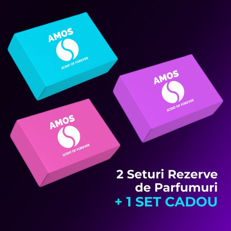 Pachet Amos all-inclusive: 3 Seturi de 7 Rezerve + CADOU difuzor AMOS Mini